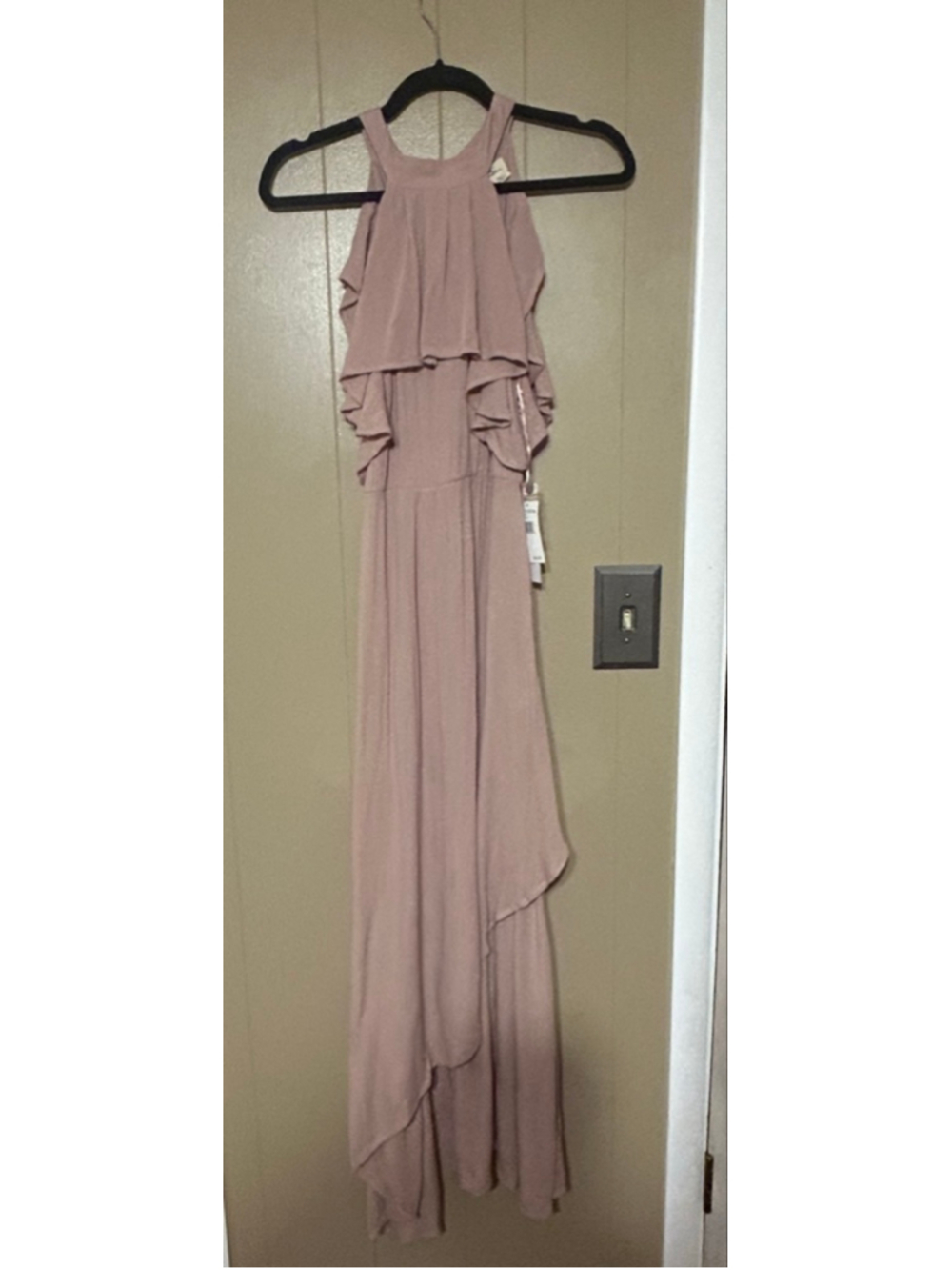 O'Neill Pink Ruffled Halter Women’s Maxi Dress XS